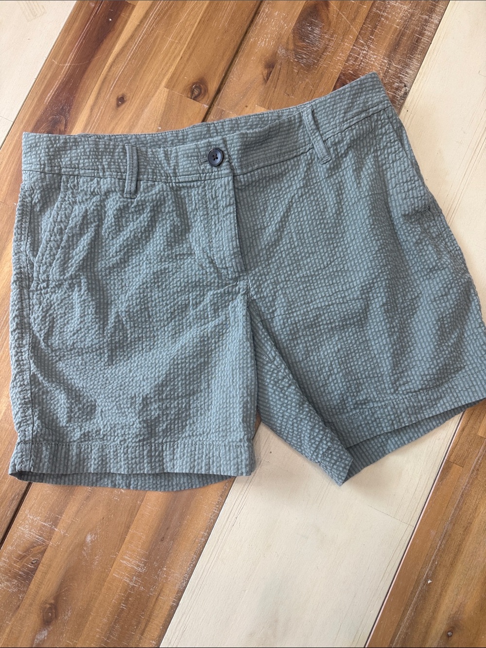 Talbots Sage Green Textured Seersucker Bermuda Shorts